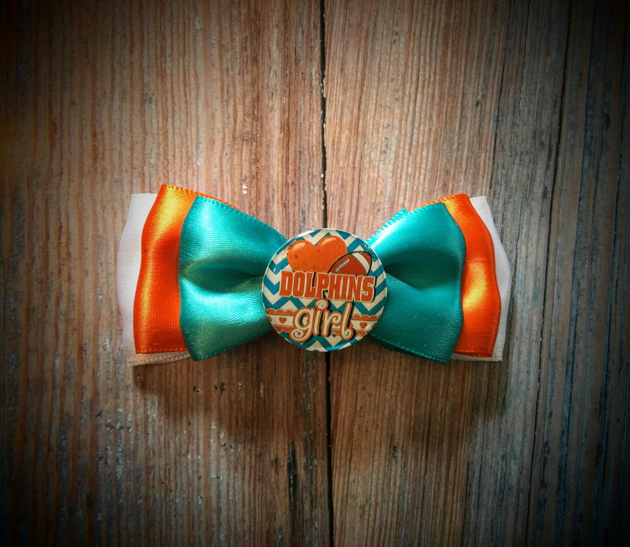 Set of Two Miami Dolphins Hair Bows